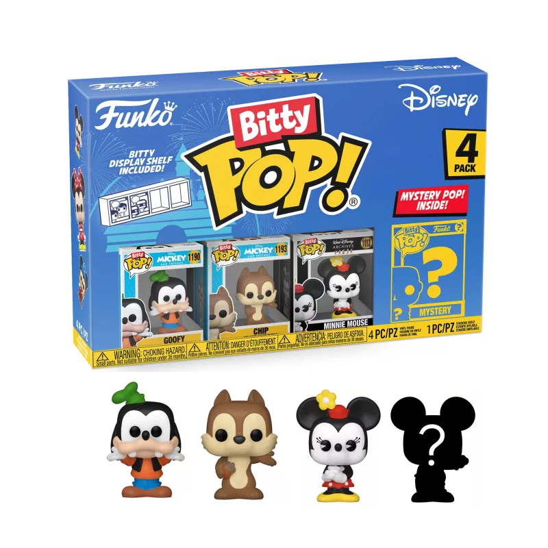 Funko Bitty Pop 4 Pack 2.5cm Disney - Goofy + Chip+ Minnie + ?