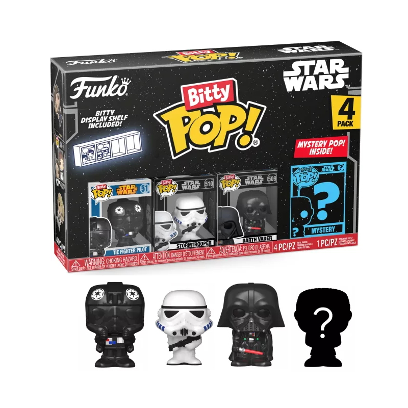 Funko Bitty Pop 4 Pack 2.5cm Star Wars - Fighter Pilot + Stormtrooper + Darth Vader + ?
