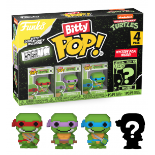 Funko Bitty Pop 4 Pack 2.5cm Trotugas Ninja 8 Bit - Raphael + Donatello + Leonardo + ?