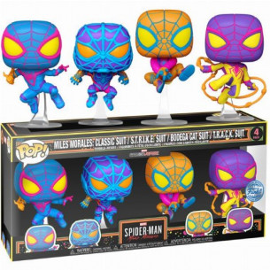 Funko Pop PACK 4 SpiderMan Miles Morales - Special Edition Blacklight