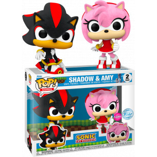 Funko Pop Pack 2 Shadow y Amy - Sonic - Special Edition Flocked