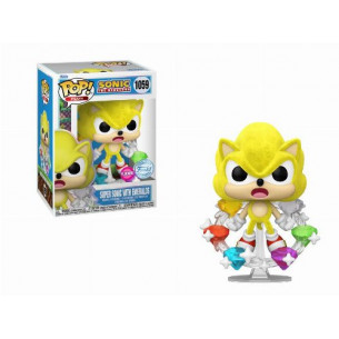 Funko Pop 1059 Super Sonic con Esmeraldas - Flocked - Special Edition