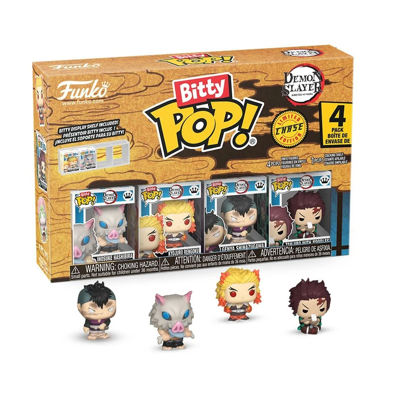 PRE-PEDIDO Bitty Pop 4 Pack 2.5cm - Inosuke + Rengoku + Genya + ? - Demon Slayer
