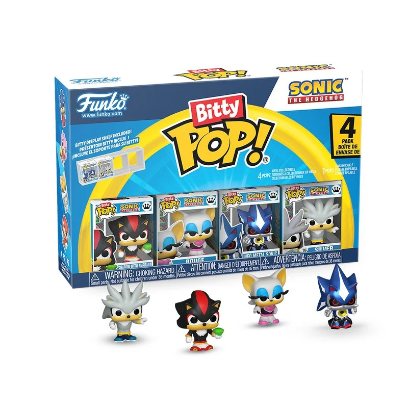 PRE-PEDIDO Funko Bitty Pop 4 Pack 2.5cm Shadow with Emerald - Rouge - Neo Metal Sonic - Silver