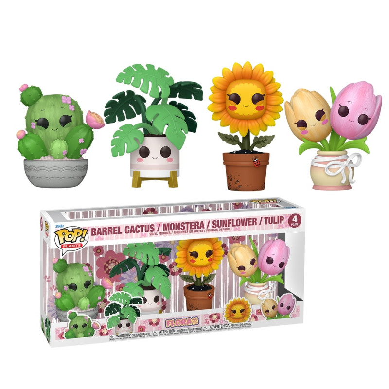 Funko Pop PACK 4 Barrel Cactus-Monstera-Sunflower-Tulip - Flora
